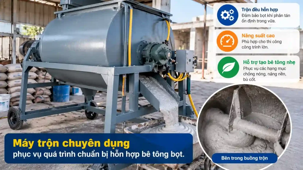 Máy trộn chuyên dụng dùng để chuẩn bị hỗn hợp bê tông bọt