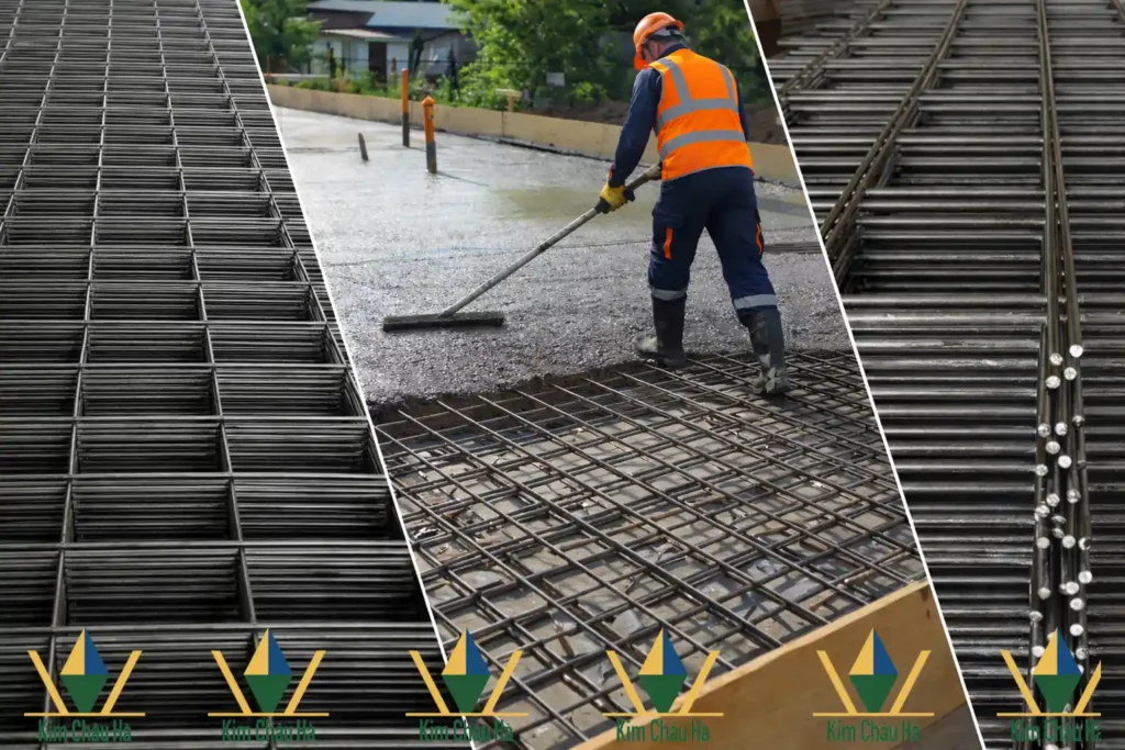 Lưới thép hàn Gia Lai thi công sàn bê tông với công nhân xây dựng mang đồ bảo hộ chuyên nghiệp
