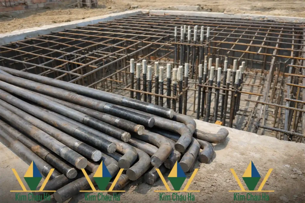 Bulong neo chữ L tại Huế lắp đặt móng kết cấu thép công trình nhà xưởng