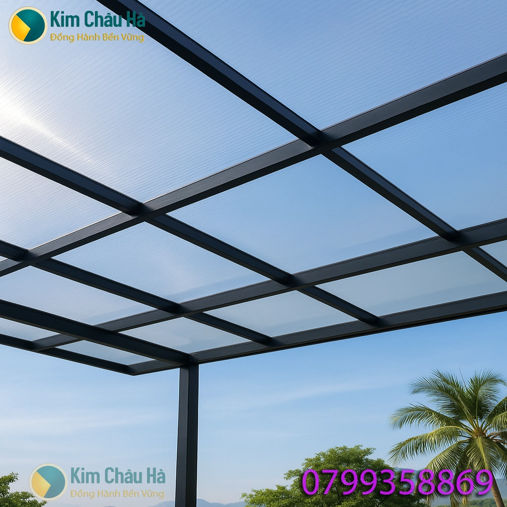 Tôn lấy sáng Poly tại Hội An lắp đặt trên mái nhà xưởng công nghiệp giúp tận dụng ánh sáng tự nhiên