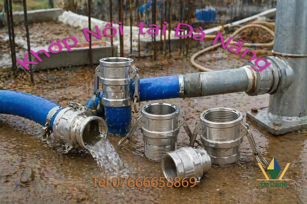 Khớp nối nhanh dùng cho hệ thống nước thi công công trình, lắp nhanh, kín khít, inox 304, 316 bền, phù hợp nhà thầu tại Đà Nẵng.